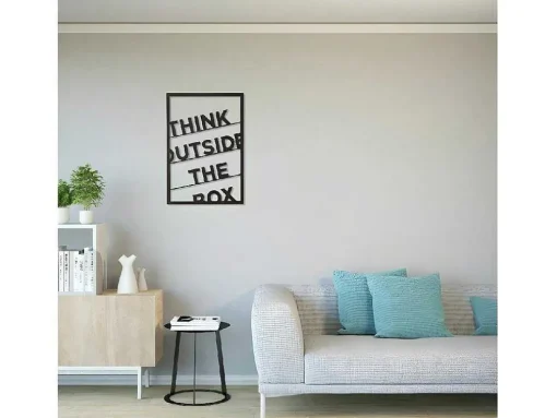 Metalen Decoratie Think Outside The Box 2, Zwart, 50X1,5X70 Cm, Epikasa