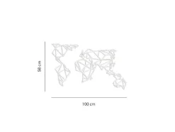 Metalen Decoratie Wereldkaart 19, Wit, 100X1,5X58 Cm, Epikasa