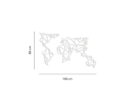 Metalen Decoratie Wereldkaart 19, Wit, 100X1,5X58 Cm, Epikasa