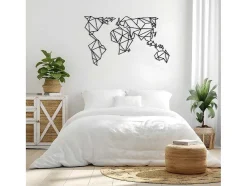 Metalen Decoratie Wereldkaart 21, Zwart, 140X1,5X80 Cm, Epikasa