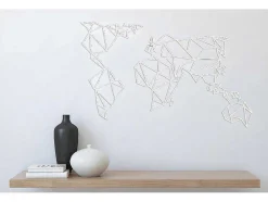 Metalen Decoratie Wereldkaart 19, Wit, 100X1,5X58 Cm, Epikasa