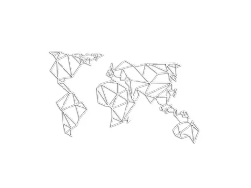 Metalen Decoratie Wereldkaart 19, Wit, 100X1,5X58 Cm, Epikasa