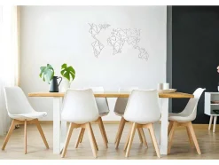 Metalen Decoratie Wereldkaart 19, Wit, 100X1,5X58 Cm, Epikasa