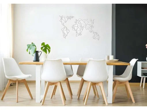 Metalen Decoratie Wereldkaart 19, Wit, 100X1,5X58 Cm, Epikasa