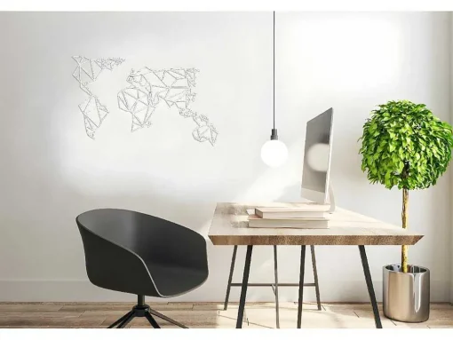 Metalen Decoratie Wereldkaart 19, Wit, 100X1,5X58 Cm, Epikasa
