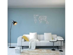 Metalen Decoratie Wereldkaart 19, Wit, 100X1,5X58 Cm, Epikasa