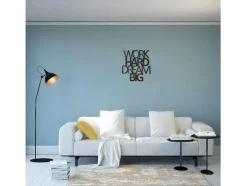 Metalen Decoratie Work Hard Dream Big 1, Zwart, 65X1,5X70 Cm, Epikasa