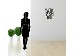 Metalen Decoratie Work Hard Dream Big 1, Zwart, 65X1,5X70 Cm, Epikasa