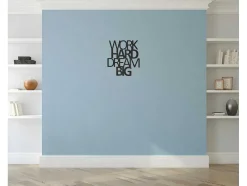 Metalen Decoratie Work Hard Dream Big 1, Zwart, 65X1,5X70 Cm, Epikasa