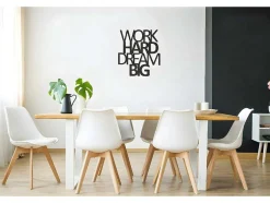 Metalen Decoratie Work Hard Dream Big 1, Zwart, 65X1,5X70 Cm, Epikasa