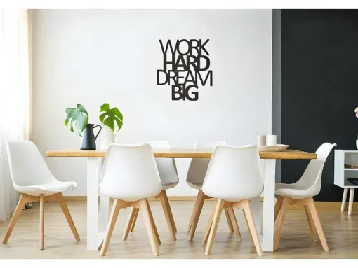 Metalen Decoratie Work Hard Dream Big 1, Zwart, 65X1,5X70 Cm, Epikasa