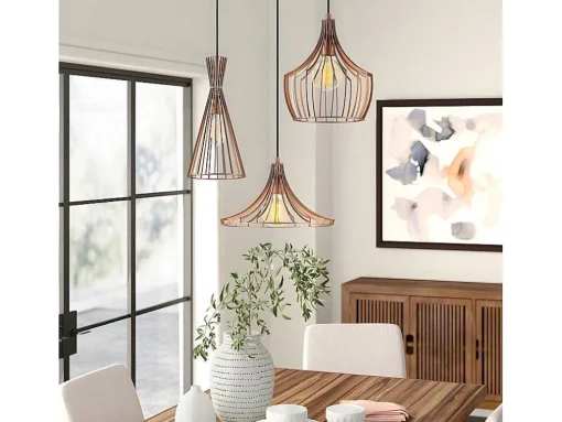 Metalen Hanglamp Mezopotamya - 3 Kappen - B55 X H113 Cm - Koperkleurig