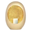 Metalen Kandelaar - B.26 X H.33 Cm - Messing En Bladgoud Afwerking - Verguld - Belinni