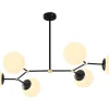Metalen Plafondlamp Met 6 Bollen Damar - L. 100 X H. 52 Cm - Zwart En Goudkleurig