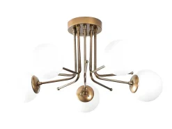Metalen Plafondlamp Met 5 Lampen Daisy - D80 X H34 Cm - Wit En Goud