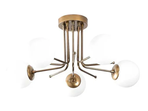 Metalen Plafondlamp Met 5 Lampen Daisy - D80 X H34 Cm - Wit En Goud
