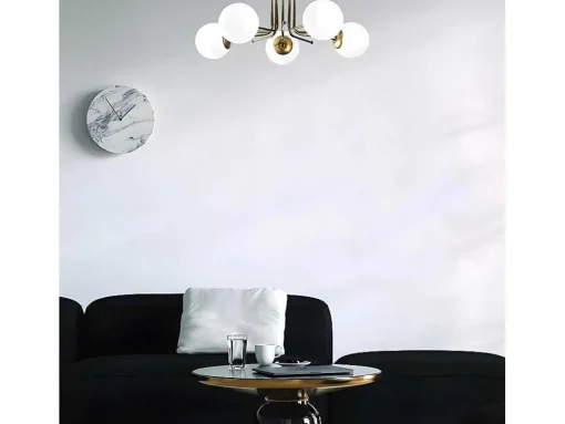 Metalen Plafondlamp Met 5 Lampen Daisy - D80 X H34 Cm - Wit En Goud