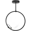 Metalen Plafondlamp Met Glazen Bol Dulonay - H39 Cm - Zwart En Wit