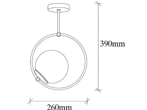 Metalen Plafondlamp Met Glazen Bol Dulonay - H39 Cm - Zwart En Wit