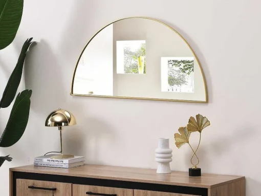 Metalen Spiegel Met Halve Cirkel Design - B.50 X H.100 Cm - Goudkleurig - Gavra