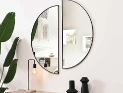 Metalen Spiegel Met Halve Cirkel Design - B.50 X H.100 Cm - Zwart - Gavra