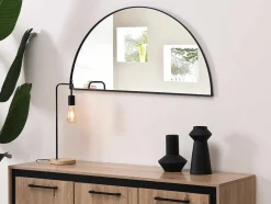 Metalen Spiegel Met Halve Cirkel Design - B.50 X H.100 Cm - Zwart - Gavra