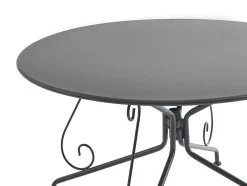 Metalen Tuineethoek Met Gietijzeren Stijl: Een Tafel D120 Cm En 4 Opstapelbare Fauteuils - Antraciet - Guermantes Van Mylia