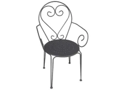 Metalen Tuineethoek Met Gietijzeren Stijl: Een Tafel D120 Cm En 4 Opstapelbare Fauteuils - Antraciet - Guermantes Van Mylia