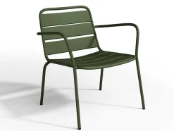 Metalen Tuinmeubelset - 2 Lage Stapelstoelen En Een Bijzettafel - Kaki - Mirmande