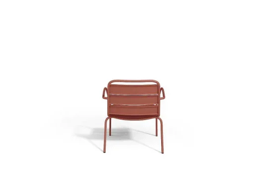 Metalen Tuinmeubelset - 2 Lage Stapelstoelen En Een Bijzettafel - Terracotta - Mirmande