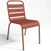 Metalen Tuinset - Tafel L.160 Cm Met 2 Stapelstoelen En 4 Stapelstoelen - Terracotta - Mirmande