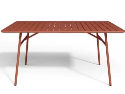 Metalen Tuinset - Tafel L.160 Cm Met 2 Stapelstoelen En 4 Stapelstoelen - Terracotta - Mirmande