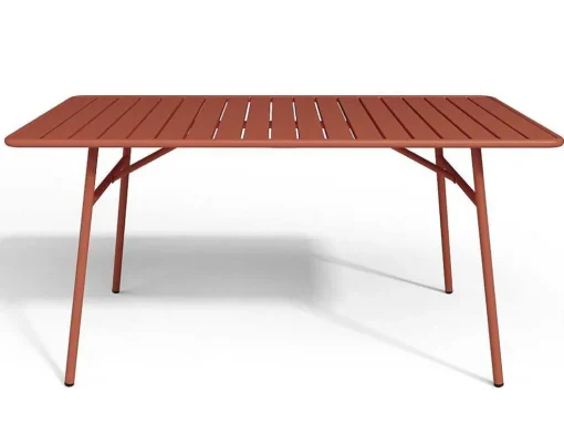 Metalen Tuinset - Tafel L.160 Cm Met 2 Stapelstoelen En 4 Stapelstoelen - Terracotta - Mirmande