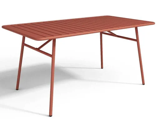 Metalen Tuinset - Tafel L.160 Cm Met 2 Stapelstoelen En 4 Stapelstoelen - Terracotta - Mirmande