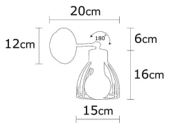 Metalen Wandlamp Kemah - D15 Cm X H24 Cm - Zwart