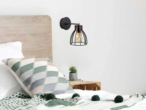 Metalen Wandlamp Kemah - D15 Cm X H24 Cm - Zwart