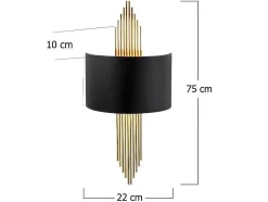 Metalen Wandlamp Sangarius - B22 X H75 Cm - Zwart En Goud