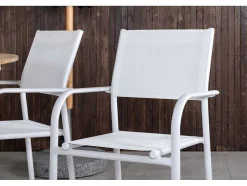 Mexico Tuinmeubelset Tafel O140Cm En 6 Stoel Santorini Wit, Naturel.