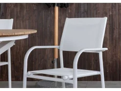 Mexico Tuinmeubelset Tafel O140Cm En 4 Stoel Santorini Wit, Naturel.
