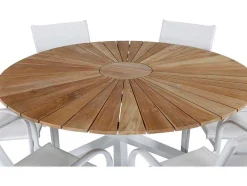 Mexico Tuinmeubelset Tafel O140Cm En 6 Stoel Santorini Wit, Naturel.