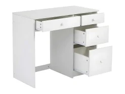 Mezzaninebed 90X200 Cm - Met Opbergmeubel En Bureau - Massief Hout - Wit