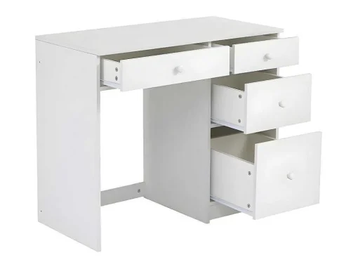 Mezzaninebed 90X200 Cm - Met Opbergmeubel En Bureau - Massief Hout - Wit