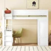 Mezzaninebed 90X200Cm - Multifunctioneel Kinderbed - Voorzien Van Kledingkast En Bureau - In Massief Grenen - Wit