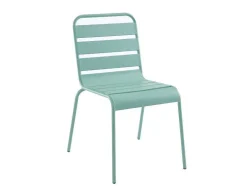 Mirmande Metalen Eettafelset Voor Buiten - Een Tafel D.110 Cm En 4 Stapelbare Stoelen - Amandelgroen