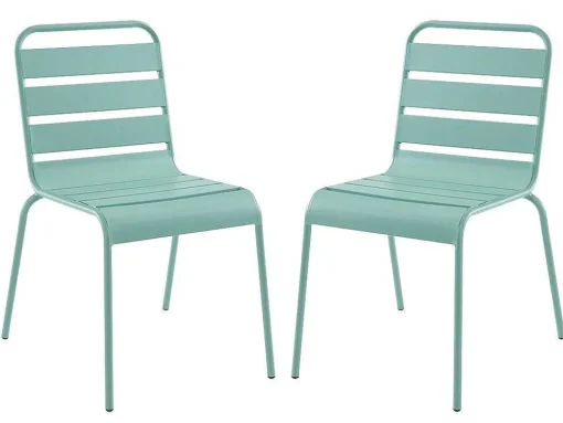 Mirmande Metalen Eettafelset Voor Buiten - Een Tafel D.110 Cm En 4 Stapelbare Stoelen - Amandelgroen