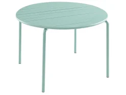 Mirmande Metalen Eettafelset Voor Buiten - Een Tafel D.110 Cm En 4 Stapelbare Stoelen - Amandelgroen