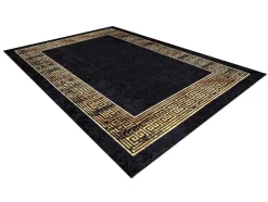 Miro 51223.806 Tapijt Wasbaar Kader, Grieks Antislip - Zwart / Goud 200X290 Cm
