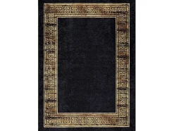 Miro 51223.806 Tapijt Wasbaar Kader, Grieks Antislip - Zwart / Goud 200X290 Cm