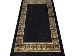 Miro 51223.806 Tapijt Wasbaar Kader, Grieks Antislip - Zwart / Goud 200X290 Cm