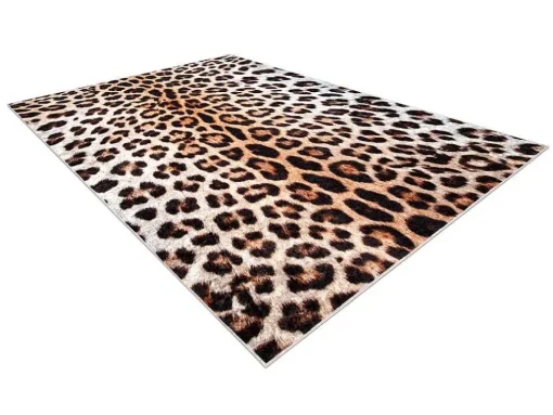 Miro 51568.804 Tapijt Wasbaar Luipaardpatroon Antislip - Creme / Bruin 120X170 Cm